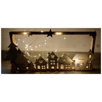 Ramka drewniane miasteczko, świąteczna wioska